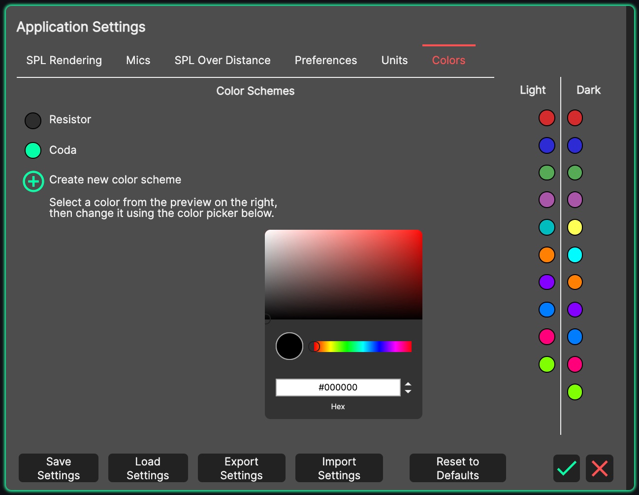 Colour Settings.