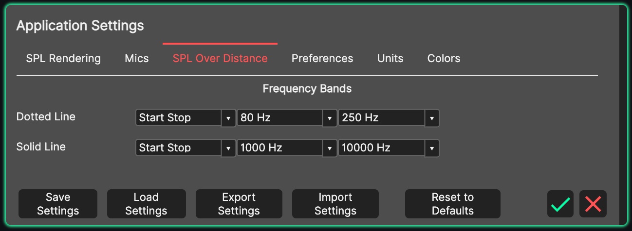 SPL Over Distance Settings.