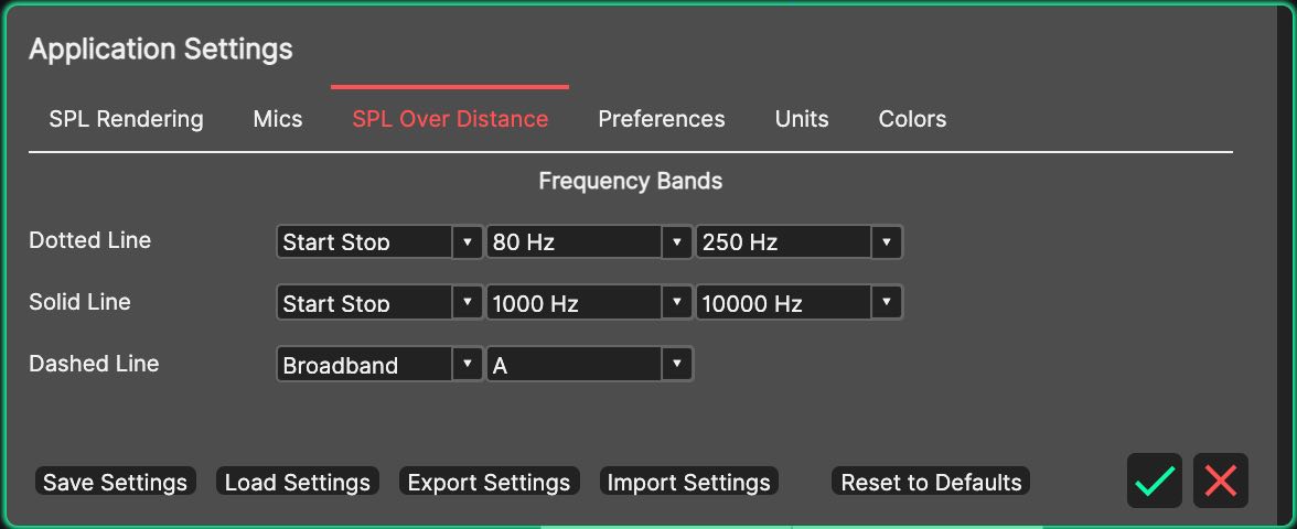 SPL Over Distance Settings.
