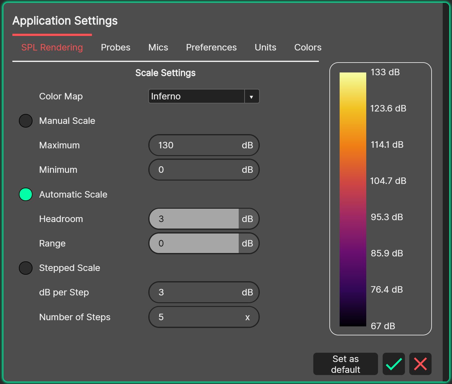 SPL Rendering Settings.