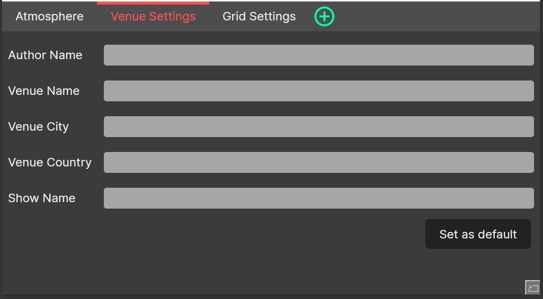 Venue Settings Panel.